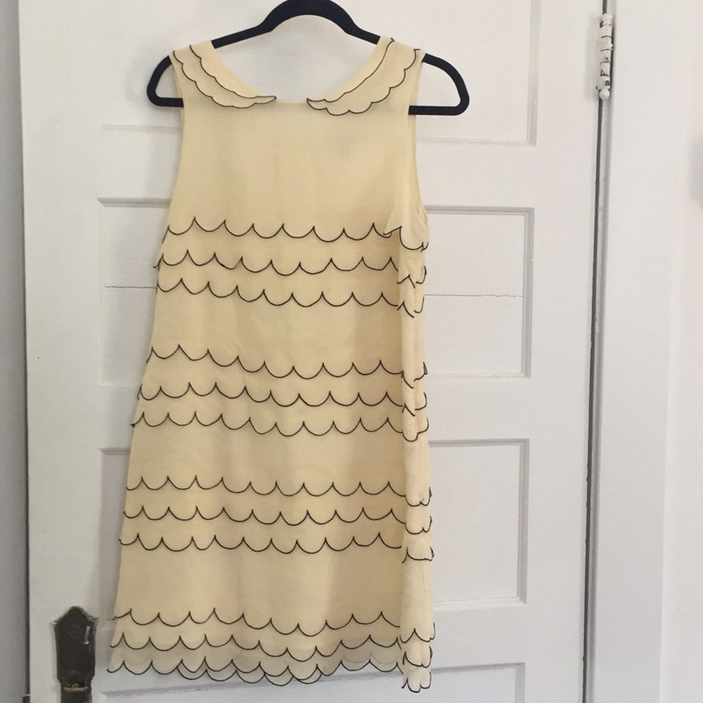 Layered Scallop Cream and Black Dress